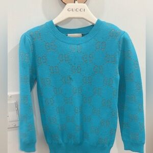 Gucci Turquoise Monogram kids Sweater